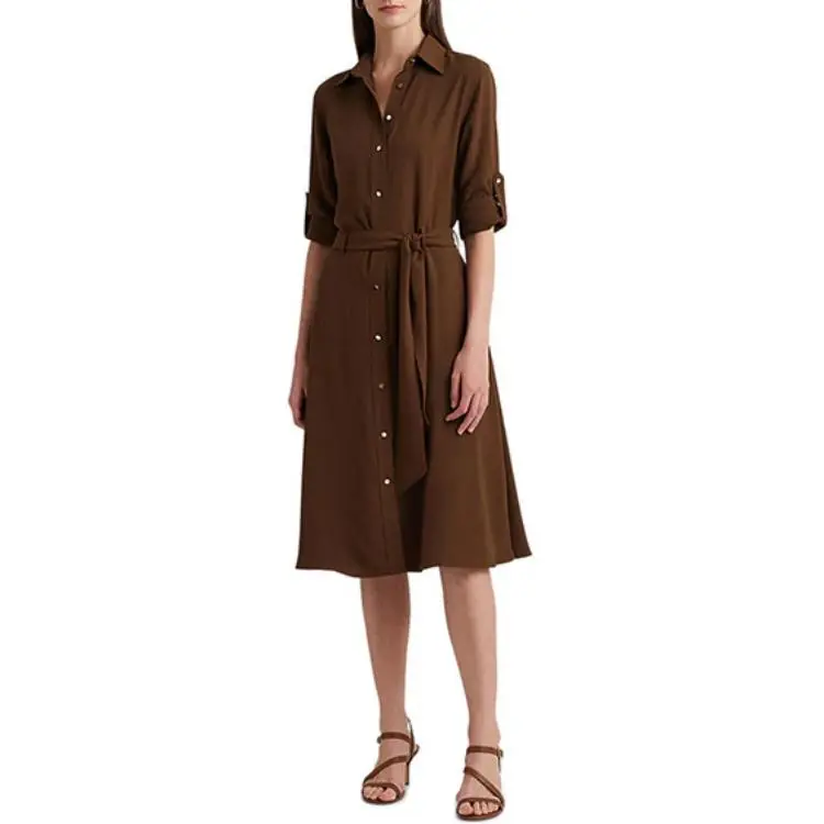 Polo Ralph Lauren Short Sleeved Dress Women's Brown-2