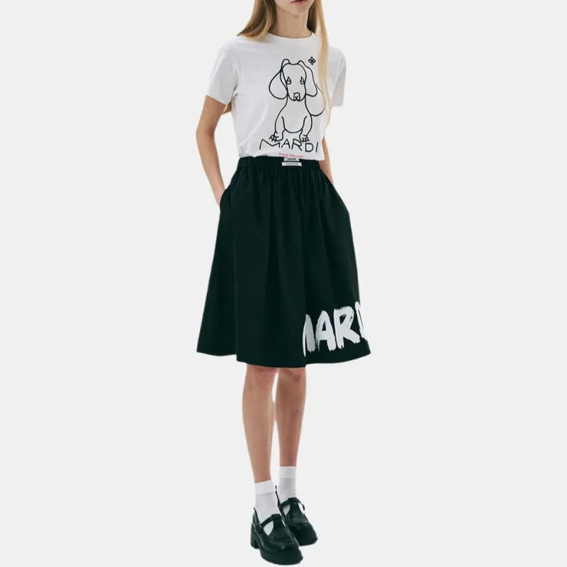 MARDI MERCREDI T Shirt Women's Ivory Black Korean Style-1