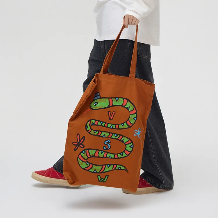 Vision Street Wear × Mark Oblow Canvas Canvas Bag Handbags Regular Unisex Ecru/Orange Red-5