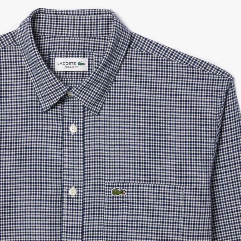 LACOSTE Checked Cotton Flannel Shirt-4