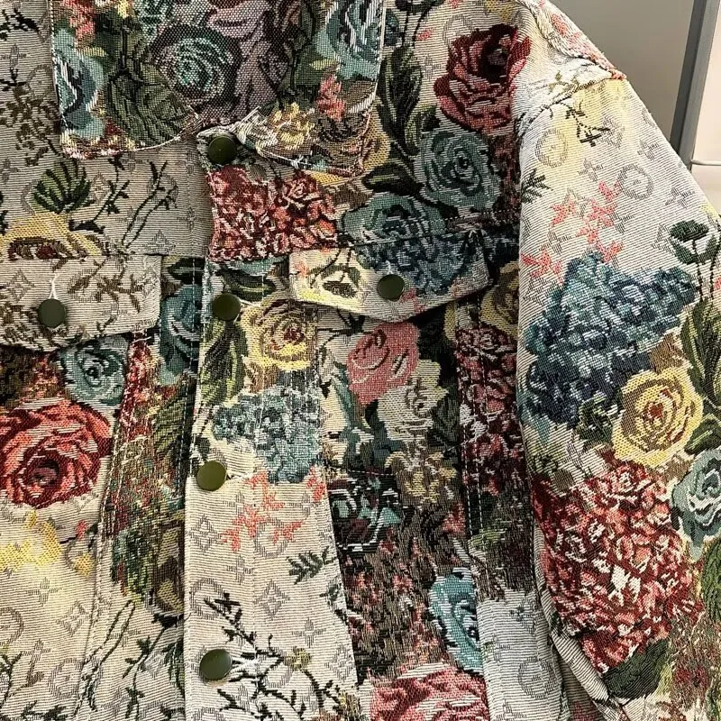Fashionable Floral Denim Jacket-5