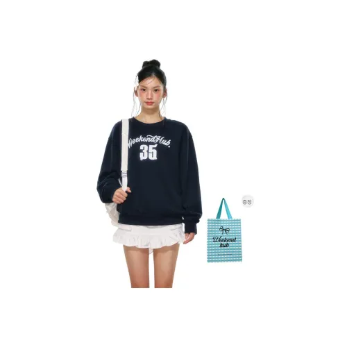 WEEKEND HUB 네이비 블루 여성 맨투맨