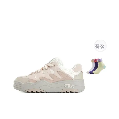 FILA 로제타 컬러풀 신발 내마모성 로우탑 스케이트보드 신발 여성 밀크 화이트 라이트 핑크
