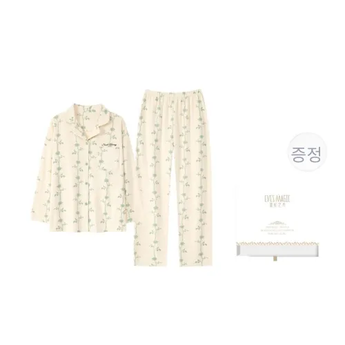EVESCRET 아이보리 여성 파자마 세트