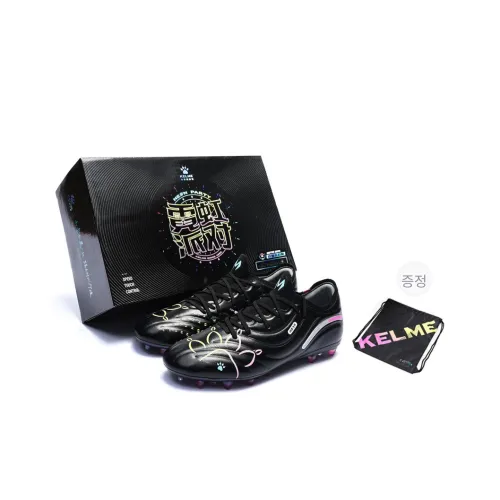 KELME 마스터 2.0 MG 고무 쇼트 스터드 쿠셔닝, 미끄럼 방지, 내마모성 지지력 축구화 남녀공용 블랙 마스터 2.0