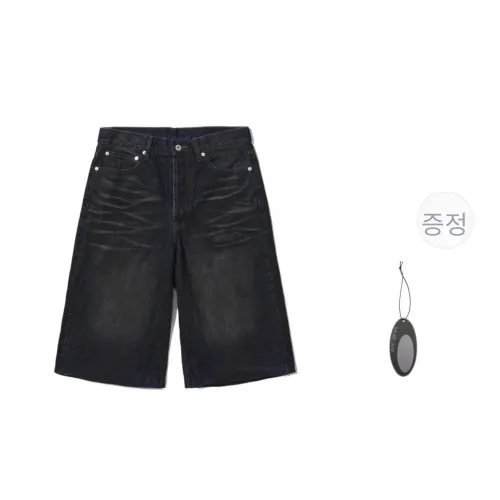 VULCAN STORE 블랙 남녀공용 데님 반바지