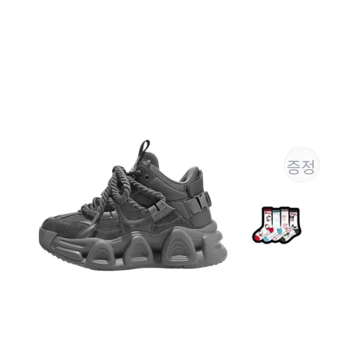 Masongarments 스톰 추천 사이즈 1 내마모성, 통기성이 좋은 충격 흡수 장치, 키높이, 가벼움 미드탑 청키 스니커즈 남녀공용 팬텀 그레이