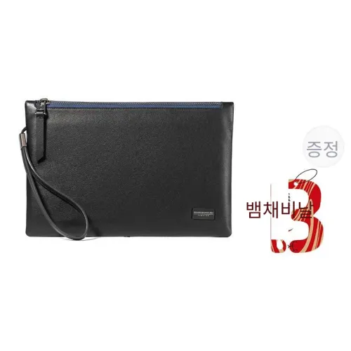 Sharkborough 소가죽 클러치 지퍼 백, 클러치 동전 지갑, 핸드폰 파우치 남성 블랙