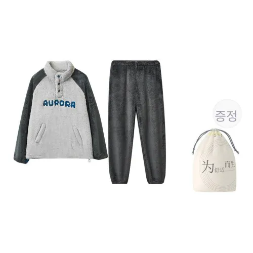 Red Beans At Home 액티브 그레이 남성용 남성 파자마 세트