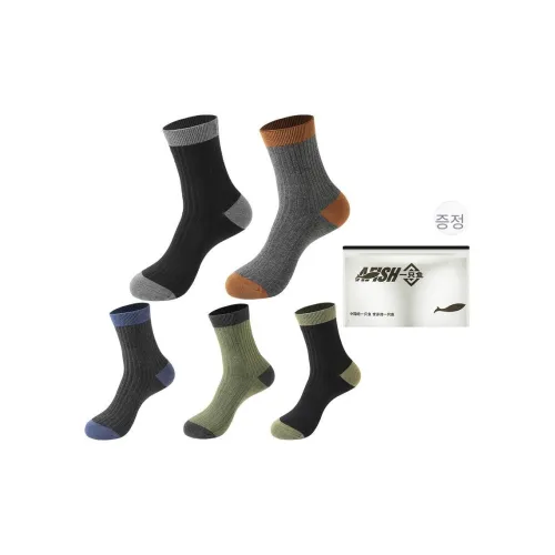AFISH 5팩 세트 콤보 세트 혼합 색상 남성 크루 삭스