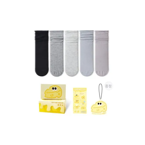 COTTON CHEESE 중목 양말 여성 선물 포장 5팩 세트