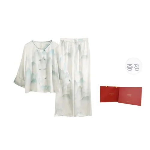 JINSANT 터콰이즈 여성 파자마 세트