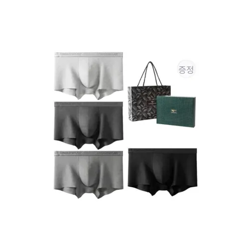 셉울브스 4 2팩 세트 박스 포함 블랙+다크 헤더 그레이+미디엄 헤더 그레이+라이트 헤더 그레이 100% 순면 소프트 3A 항균 남성 언더웨어 선물 세트
