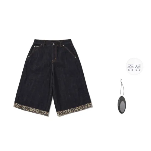 VULCAN STORE 다크 블루 남녀공용 데님 반바지
