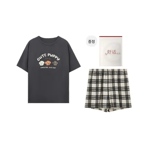 Red Beans At Home 파자마 세트 여성 다크그레이