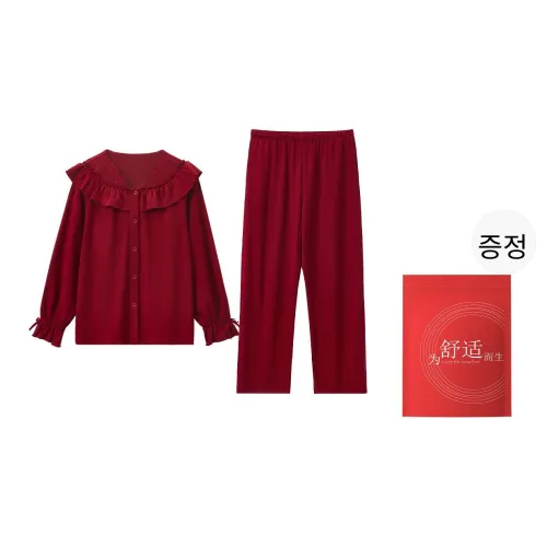 Red beans at home 레드 Beans 레드 여성 여성 파자마 세트