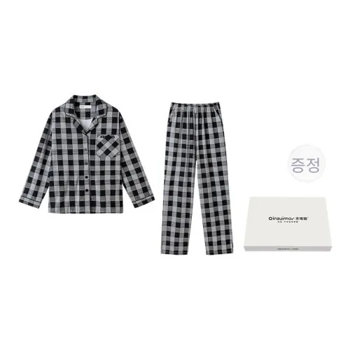 QINZUIMAO 그레이 남성 파자마 세트