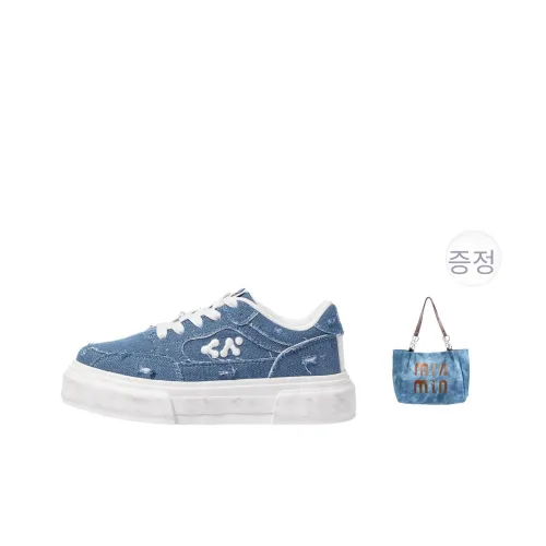 CN Cosmic Voyage 쿠셔닝, 내마모성, 키높이 로우탑 스케이트보드 신발 남녀공용 데님 블루