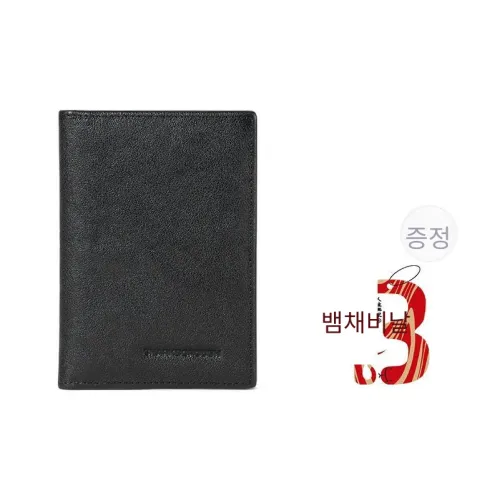 Sharkborough 베지터블 탠드 소가죽 카드 홀더, 동전 지갑 남성 블랙