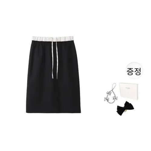 Fstudio 블랙 여성 캐주얼 롱 스커트