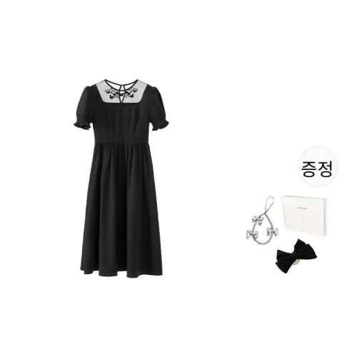 Fstudio 블랙 여성 반팔 원피스