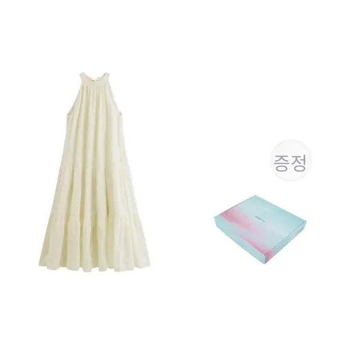 Inman 민소매 원피스 여성 선물 박스 세트 페어 블라썸 베이지