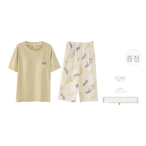 EVESCRET 이미지 컬러 여성 파자마 세트