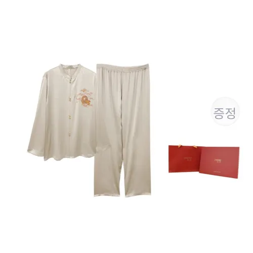 JINSANT 모닝 엄버 그레이 남성 파자마 세트