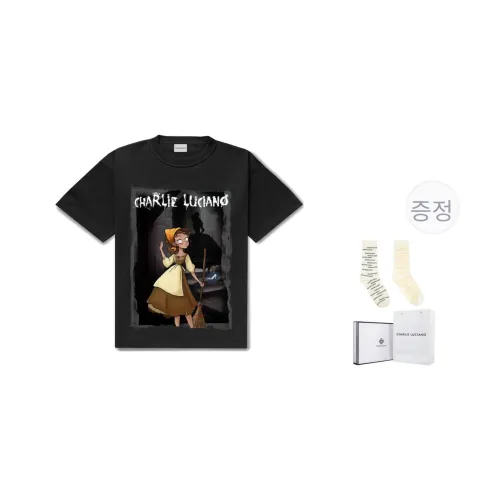 Charlie Luciano 블랙 남녀공용 티셔츠