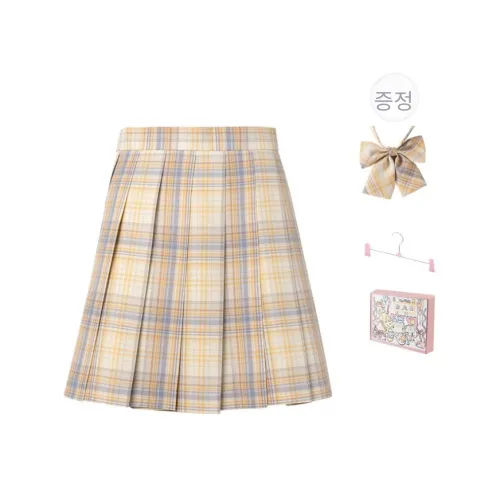 RIMUXINGHE [Floating 문 43cm] 체크 스커트 + 나비 넥타이 행거+선물 포장 포함 여성 유니폼