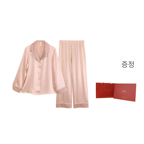 JINSANT 피치 오버플로우 핑크 여성 파자마 세트