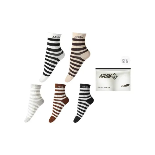 AFISH 여성 크루 삭스 5 2팩 세트 쇼핑백 5 배색 조합 이미지 컬러 여성 크루 삭스