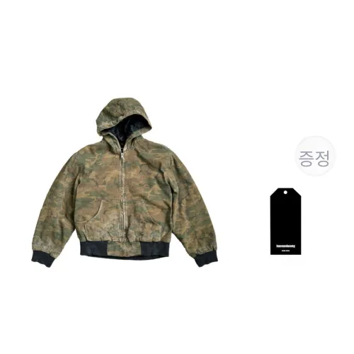 Haonanhuang 옐로우 그린 카모플라주 남녀공용 자켓