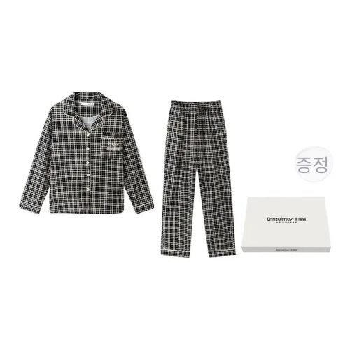 QINZUIMAO 그레이 남성 파자마 세트