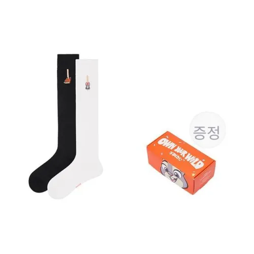 NEIWAI x 디즈니 무릎 양말 여성 선물 박스 2 더블 퓨어 화이트/스텔스 블랙