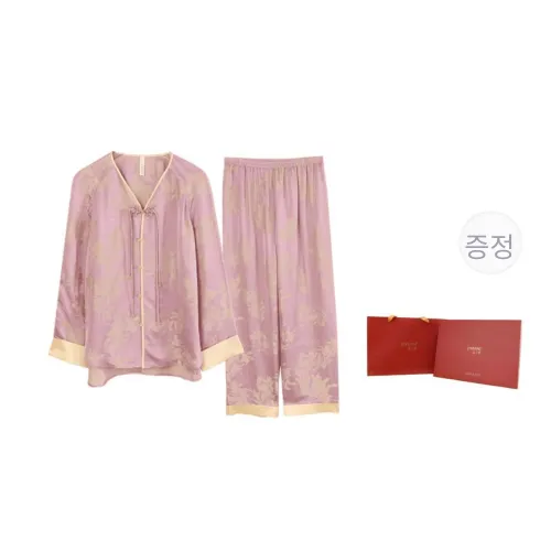 JINSANT 퍼플 제이드 골드 드림 여성 파자마 세트