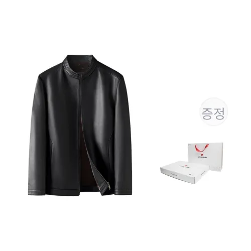 피에르가르뎅 블랙 남성 가죽 자켓