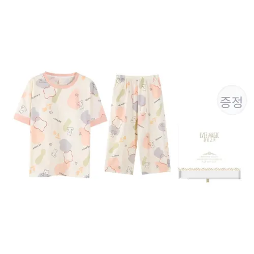 EVESCRET 이미지 컬러 여성 파자마 세트