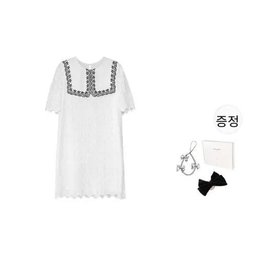 Fstudio 화이트 여성 반팔 원피스