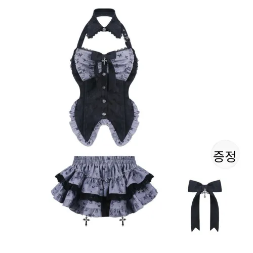 SHAONVYEZI 블랙 그레이 색상 여성 투피스 스커트 세트