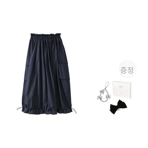 Fstudio 네이비 블루 여성 캐주얼 롱 스커트