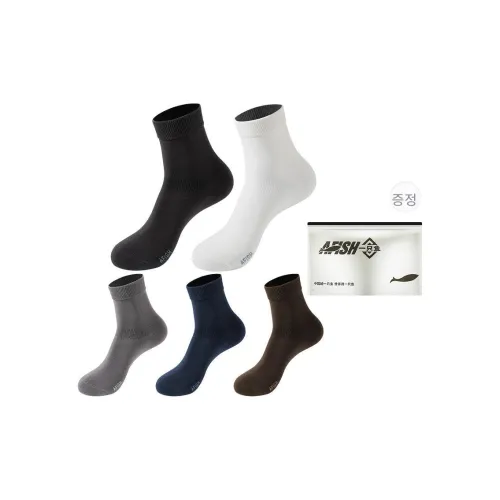 AFISH 남성 크루 삭스 5팩 세트 쇼핑백 5팩 세트 조합 이미지 컬러 남성 크루 삭스