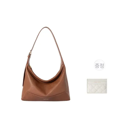 VANESSA HOGAN 소가죽 겨드랑이 숄더 백 여성 코코아 레드 브라운/옵시디언 블랙