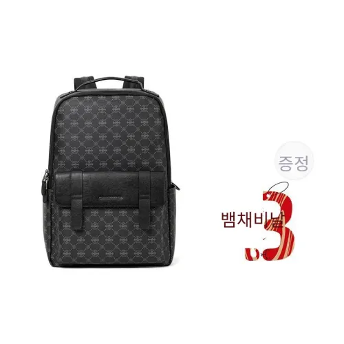 Sharkborough PVC와 소가죽 노트북 백팩 L 남성 블랙