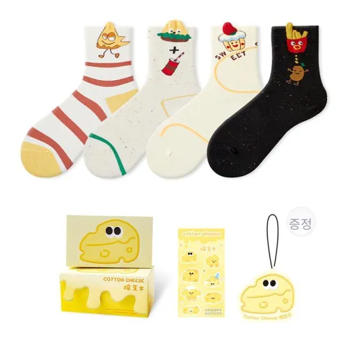 COTTON CHEESE 샌드위치 콜라 케이크 프렌치 프라이 남녀공용 크루 삭스