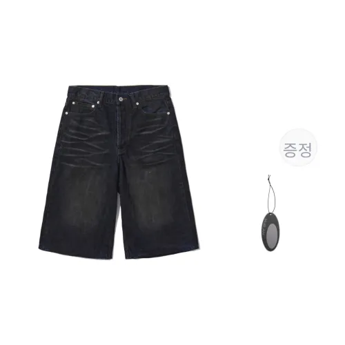 VULCAN STORE 블랙 남녀공용 데님 반바지