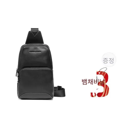 Sharkborough 소가죽 슬링 가방, <브랜드_1>e 어깨 크로스백 남성 블랙