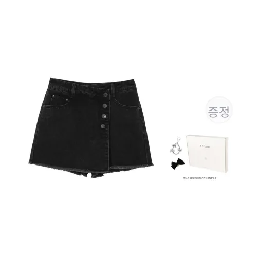 Fstudio 블랙 여성 데님 숏 스커트