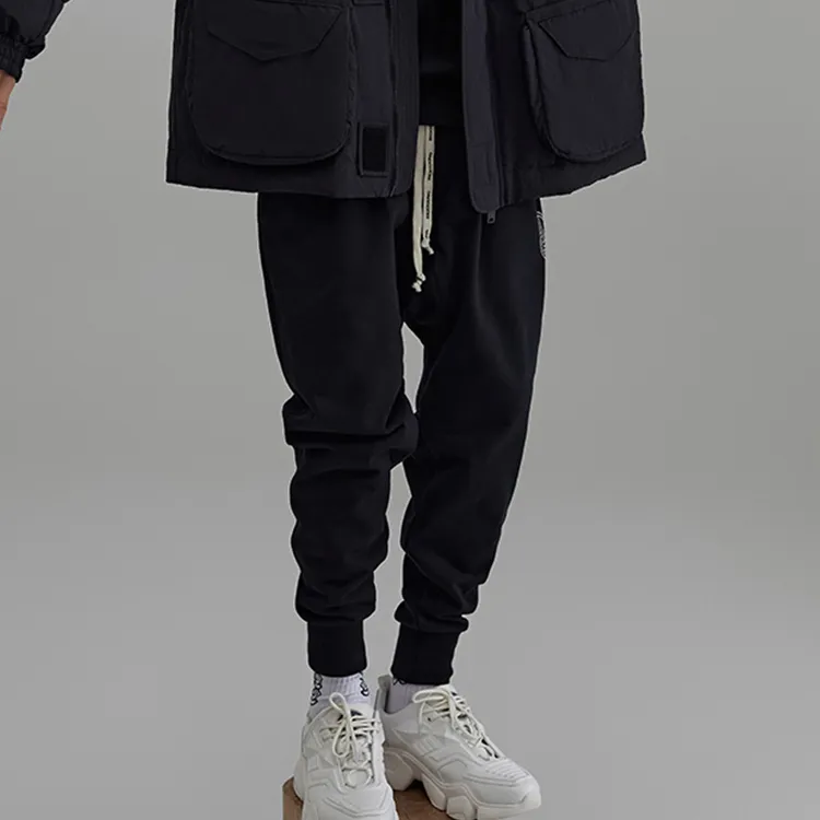 RICKYOUNG Cargo Pants Thickened Sports Pants Unisex Black-5