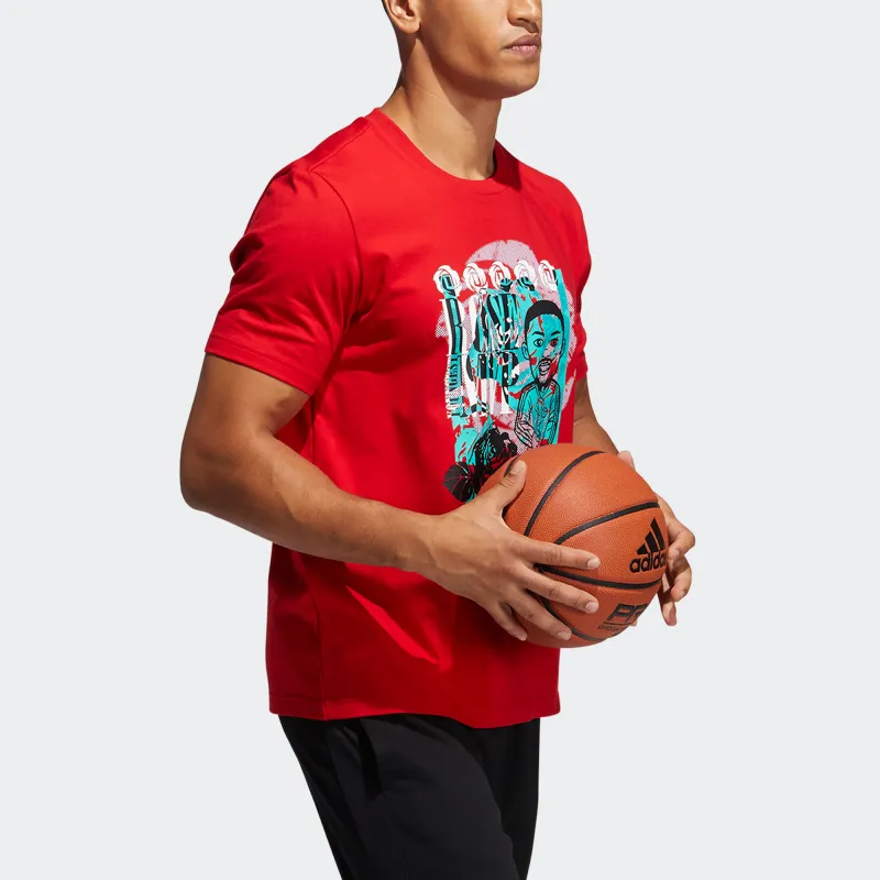 Adidas Set in Sleeve T Shirt Men's Red-2